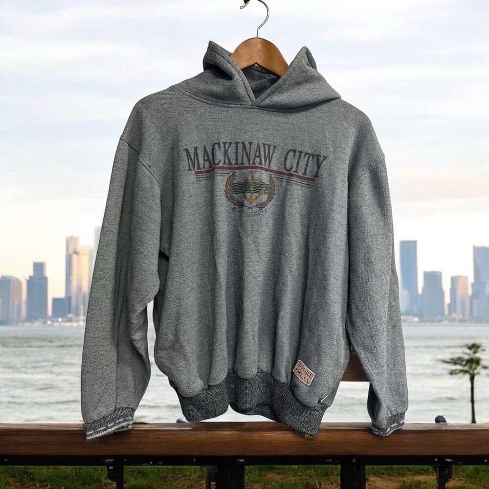 Vtg Mackinaw City Michigan‎ Hoodie Sweatshirt Men's M/L Anchor 90s DiPort USA